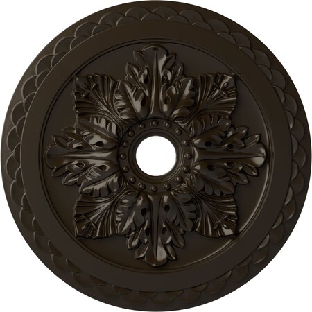 Ekena Millwork Bordeaux Deluxe Ceiling Medallion (Fits Canopies up to 4"), 23 5/8"OD x 3"ID x 2"P, Stone Hearth CM23BOSHF